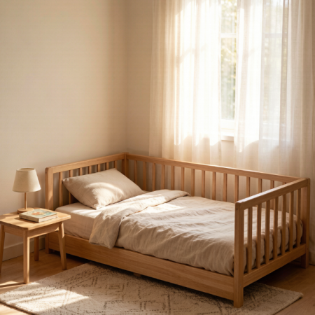 Montessori Kids Floor Bed with Safety Guardrails