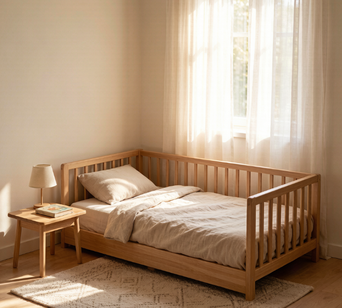 Montessori Kids Floor Bed with Safety Guardrails
