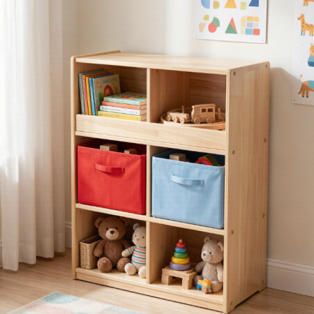 Toy Storage Organizer with Bookshelf and Bins