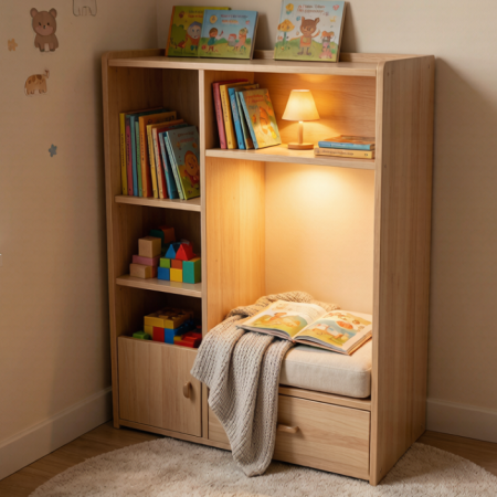 Kids Bookcase with Reading Nook and Storage